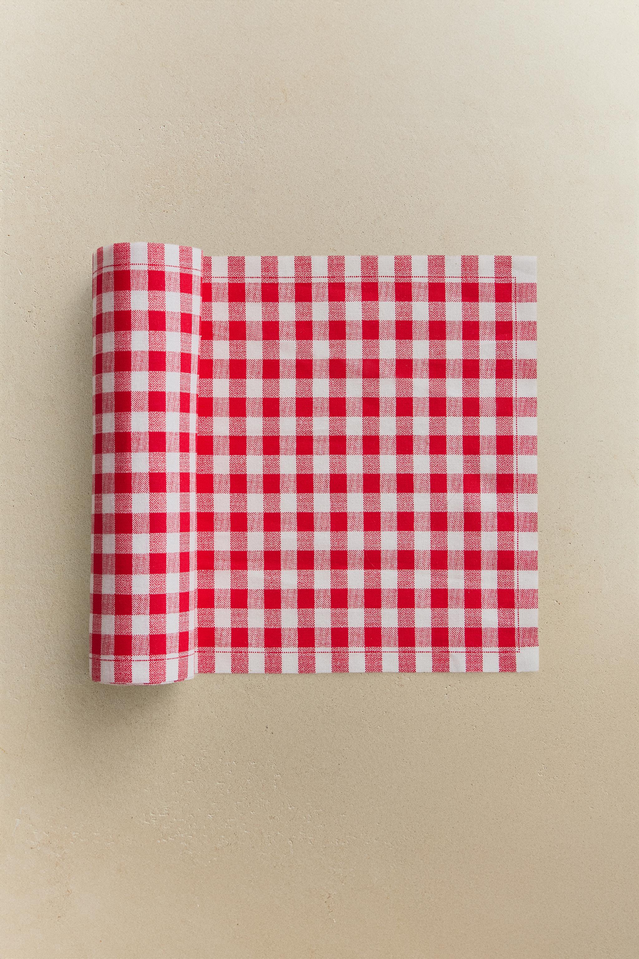 ROLL OF GINGHAM COTTON NAPKINS (SET OF 20)